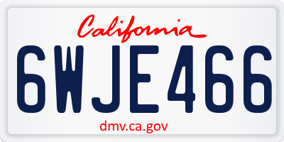CA license plate 6WJE466