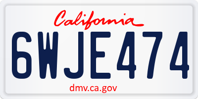 CA license plate 6WJE474