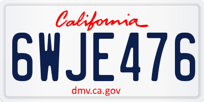 CA license plate 6WJE476