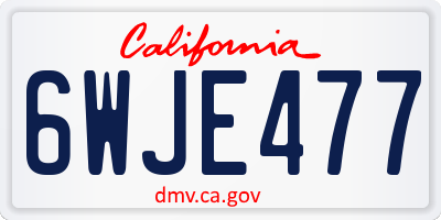 CA license plate 6WJE477
