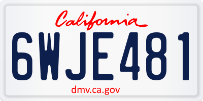 CA license plate 6WJE481