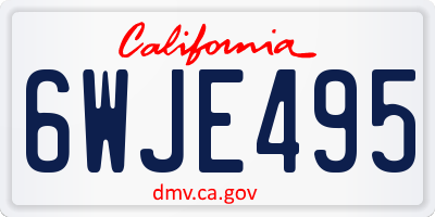 CA license plate 6WJE495