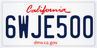 CA license plate 6WJE500