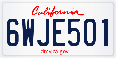 CA license plate 6WJE501