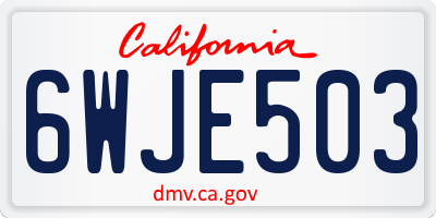 CA license plate 6WJE503