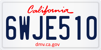CA license plate 6WJE510