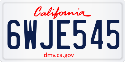 CA license plate 6WJE545