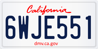 CA license plate 6WJE551