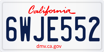 CA license plate 6WJE552