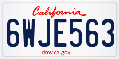 CA license plate 6WJE563