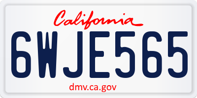 CA license plate 6WJE565