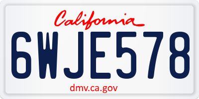 CA license plate 6WJE578