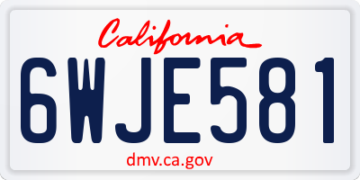 CA license plate 6WJE581