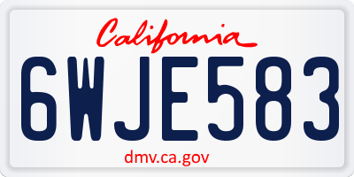 CA license plate 6WJE583
