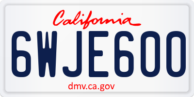 CA license plate 6WJE600