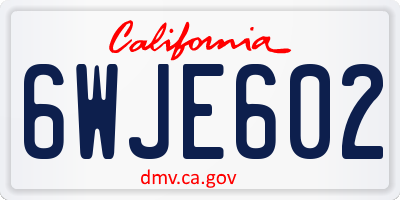 CA license plate 6WJE602