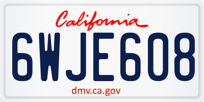 CA license plate 6WJE608