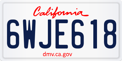 CA license plate 6WJE618