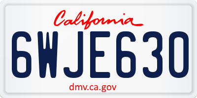 CA license plate 6WJE630