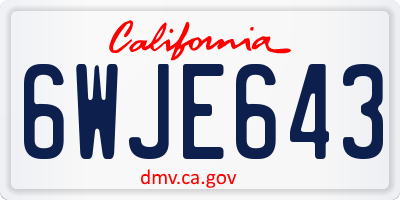 CA license plate 6WJE643