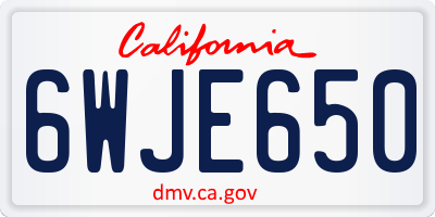 CA license plate 6WJE650