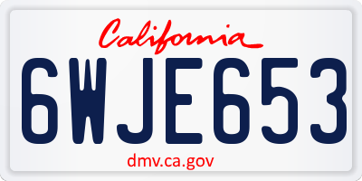 CA license plate 6WJE653