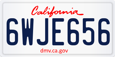 CA license plate 6WJE656