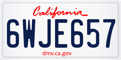 CA license plate 6WJE657