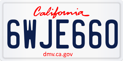 CA license plate 6WJE660