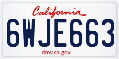 CA license plate 6WJE663