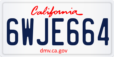 CA license plate 6WJE664