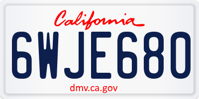 CA license plate 6WJE680