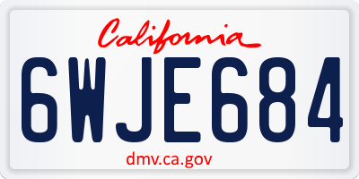 CA license plate 6WJE684