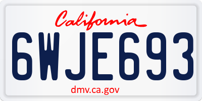 CA license plate 6WJE693