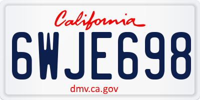 CA license plate 6WJE698