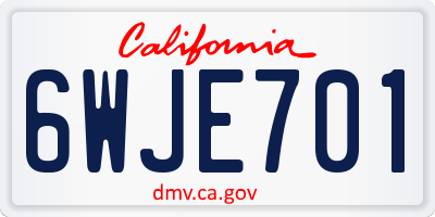 CA license plate 6WJE701