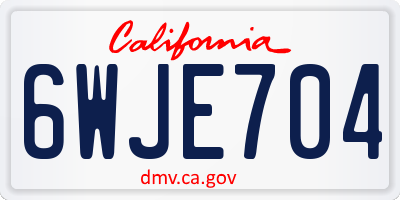CA license plate 6WJE704