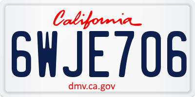 CA license plate 6WJE706