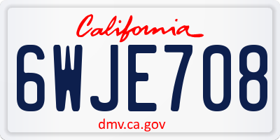 CA license plate 6WJE708