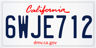 CA license plate 6WJE712