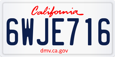 CA license plate 6WJE716