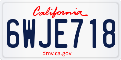 CA license plate 6WJE718