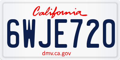 CA license plate 6WJE720
