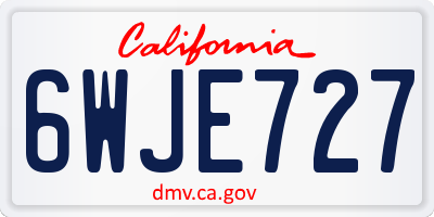 CA license plate 6WJE727