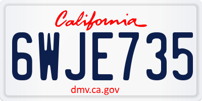CA license plate 6WJE735