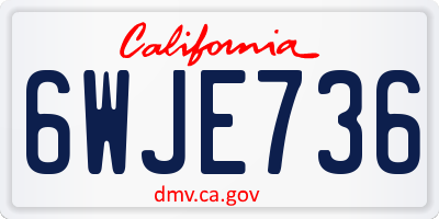 CA license plate 6WJE736