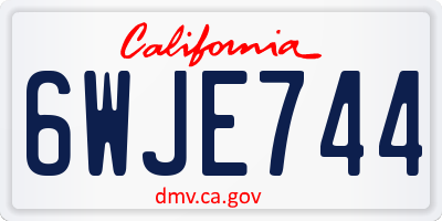 CA license plate 6WJE744