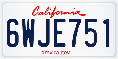 CA license plate 6WJE751