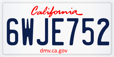 CA license plate 6WJE752