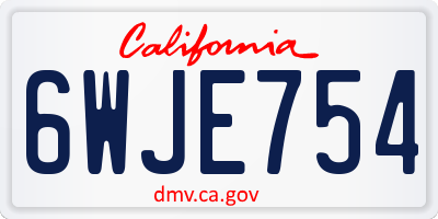 CA license plate 6WJE754